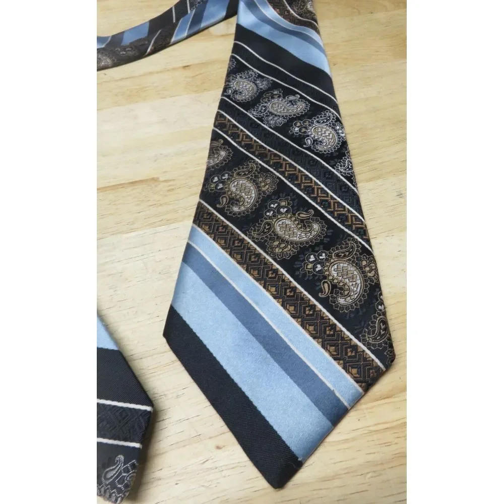 Lily Dache Silk Neck Tie‎ Paisley Striped Multicolor Geometric Silk Necktie Mens